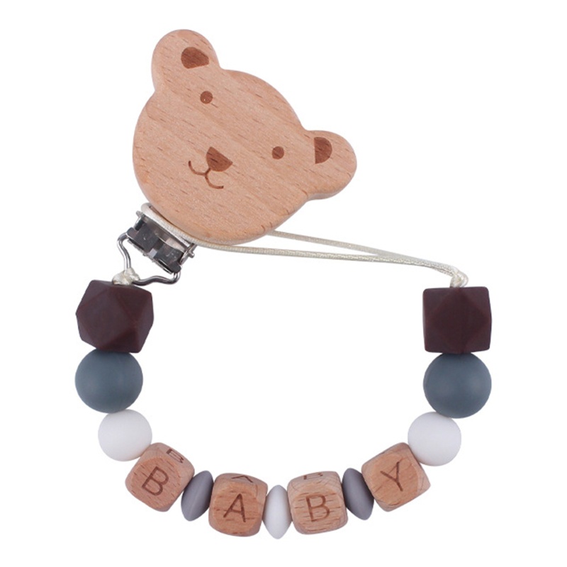 Dây Đeo Núm Vú Giả Bằng Silicon Mềm Mịn Hình Gấu Hoạt Hình Cho Bé Sơ Sinh Mọc Răng