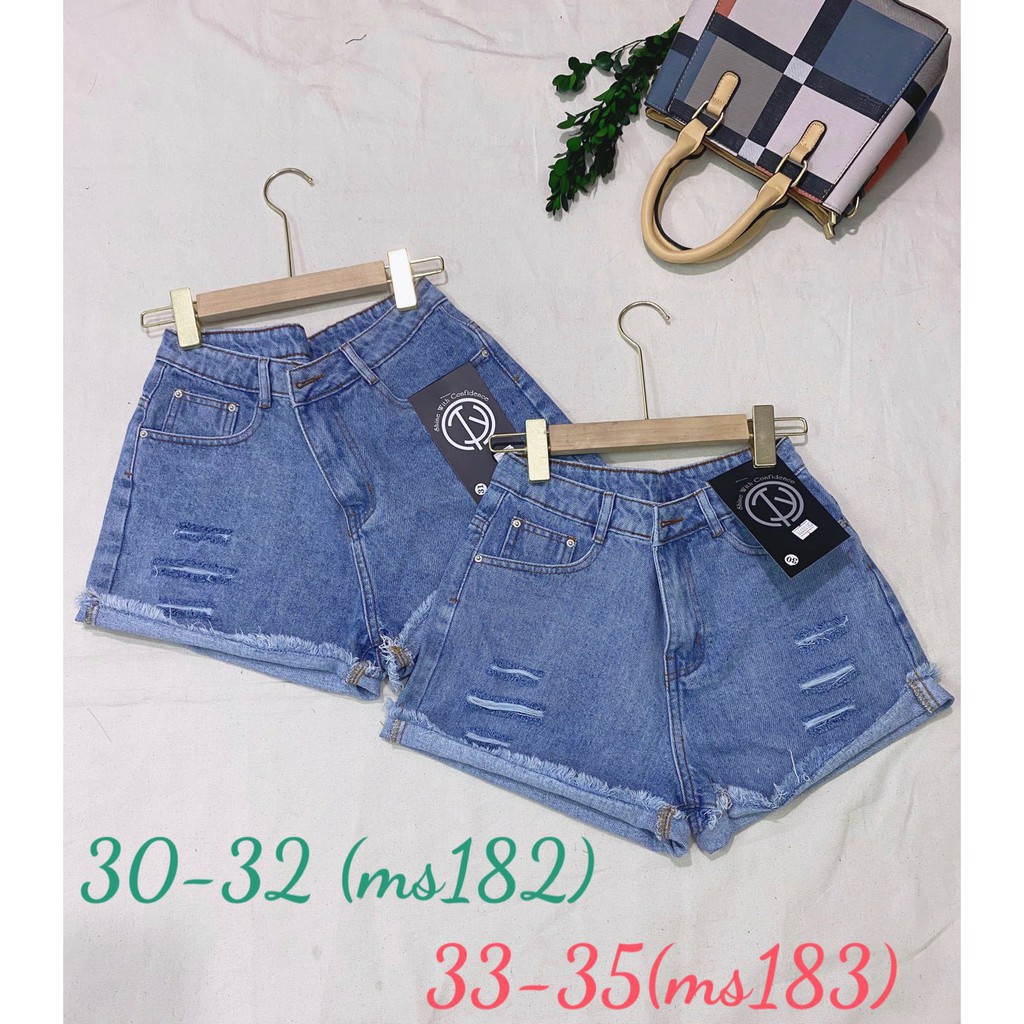 Quần Short Jeans Nữ Rách Tầng Xanh Size Lớn 30 đến 35 Ms 182 183 TY