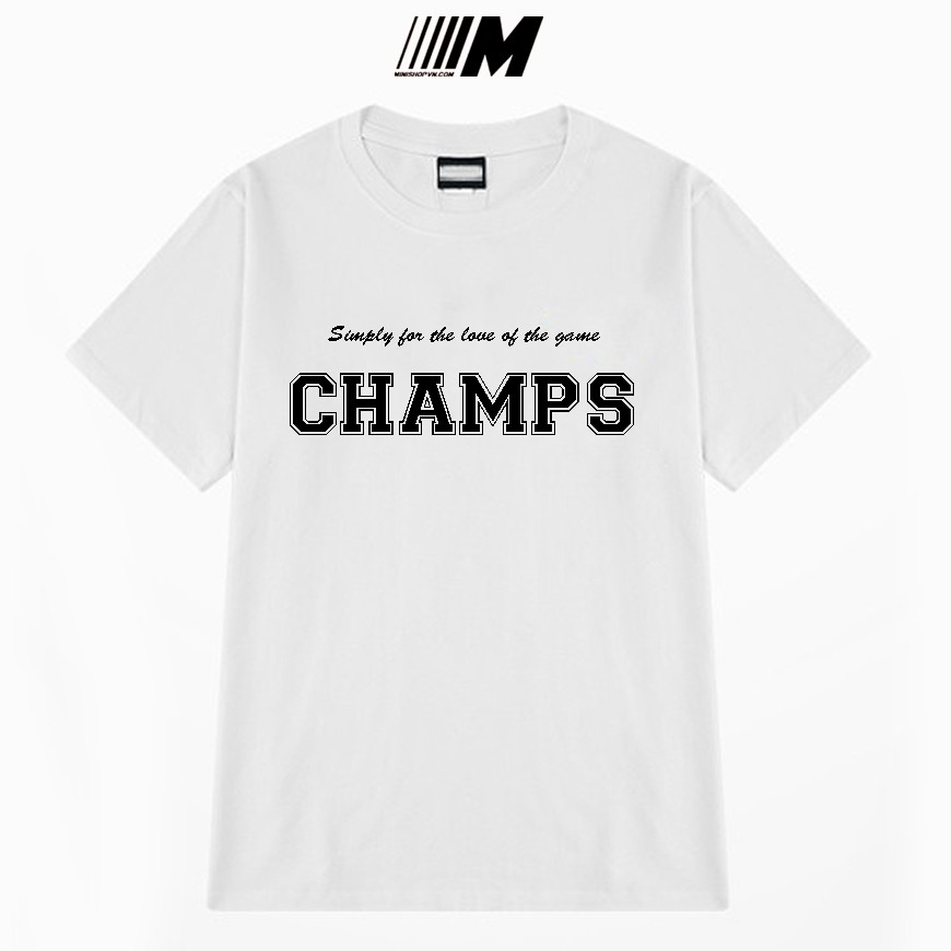 Áo phông unisex form rộng tay lỡ in hình Champs chất cotton mềm mát