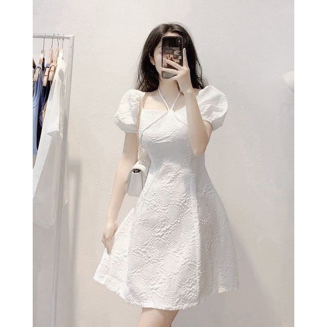 ĐẦM TRẮNG THIẾT KẾ GẤM XỐP SHOP LOẠI 1 mặc 2 kiểu