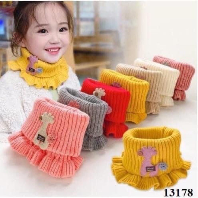 Khăn len ống cổ nhún cho bé - Khăn ống cổ nhún bèo - Khăn len