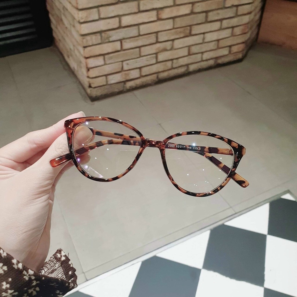 Mắt kính giả cận thời trang cao cấp JJ2360 gọng nhựa, kiểu kính hình mắt mèo nhiều màu siêu xinh dành cho phái nữ