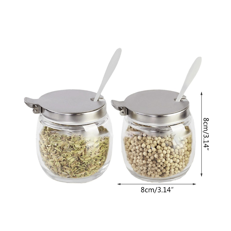 Set 2 Hũ Đựng Gia Vị Có Nắp Bằng Thép Không Gỉ Tiện Lợi