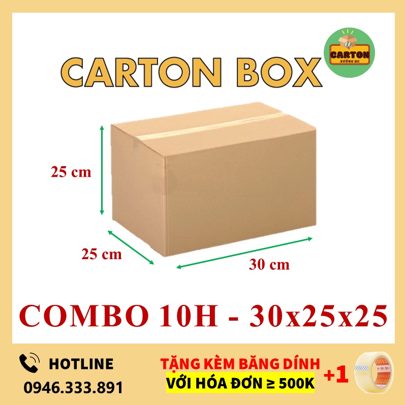 [SỈ/LẺ] (30x25x25) COMBO 10 Hộp Carton Giá Rẻ, Thùng Carton Đóng Hàng chỉ từ 599đ/h