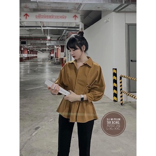 Sơmi peplum xếp eo bigsize (55-90kg)