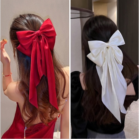 Kẹp Tóc Nơ Ruy Băng Dài Cỡ Lớn Bằng Satin Phong Cách Hàn Quốc Cho Nữ