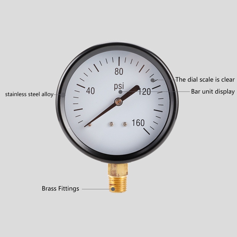 Đồng Hồ Đo Áp Suất Không Khí 1 4 Inch Đường Kính 80mm Chuyên Dụng