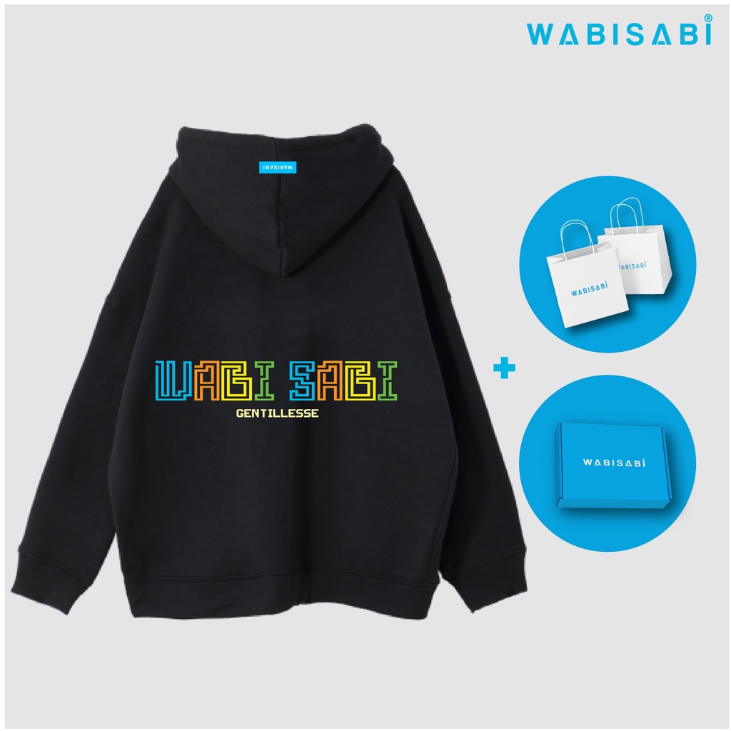 Áo Hoodie Zip Thêu Wabisabi / đen - WSHD1-Tặng kèm HỘP và TÚI siêu ý nghĩa