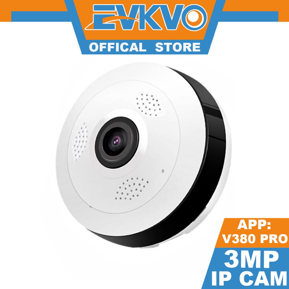 EVKVO - Bộ đổi nguồn MIỄN PHÍ - V380 PRO APP Wireless HD 3MP WIFI Dome IP Camera CCTV Tầm nhìn ban đêm IR Toàn cảnh 360 độ Wide Angle Fisheye Lens VR Cam Motion Detection Alarm Two Way Audio Baby Monitor Camera IP CCTV