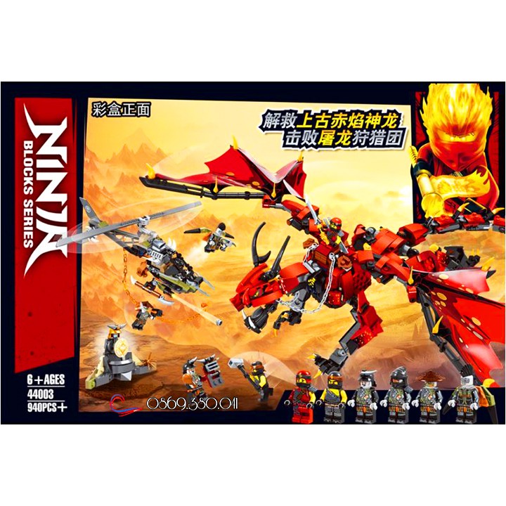 Lego Ninjago Siêu Rồng Đỏ Khổng Lồ 44003 / 940 Chi Tiết. Lego Xếp Hình Đồ Chơi Thông Minh