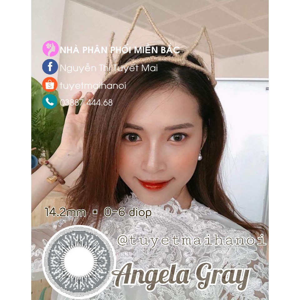 [ Ảnh Thật ] Lens Cận Màu Xám Tự Nhiên Siêu Êm Siêu Mềm Angela Gray 14.2mm - Kính Áp Tròng Hàn Quốc Vassen Sexy Me