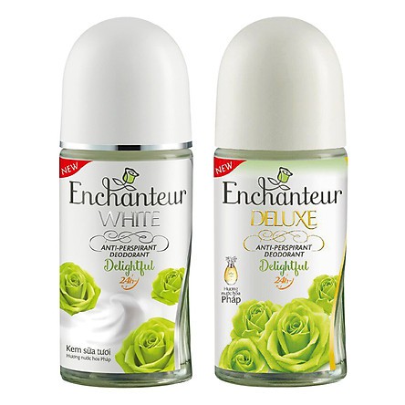 ✅ Chai lớn 50ml Lăn khử mùi hương nước hoa dưỡng trắng da  Enchanteur hương Delightful ( Xanh lá dạng sữa)