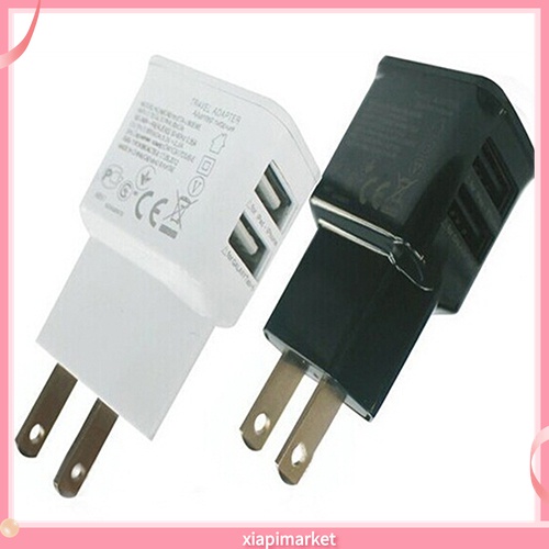 Củ Sạc 5V 2.1A Hai Cổng USB Phích Cắm US Cho Samsung iPhone iPad iPod