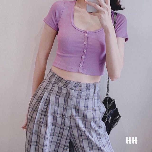 Áo Croptop Nút Gài Body Tôn Dáng Tuyết's House