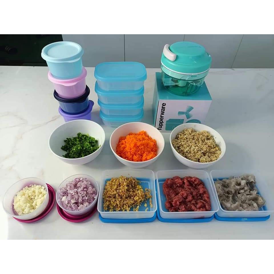 Dụng cụ xay thực Phẩm cầm tay xay các loại gia vị, thịt nạc, tôm, đồ ăn dặm Tupperware Turbo Chopper lưỡi dao sắc bén