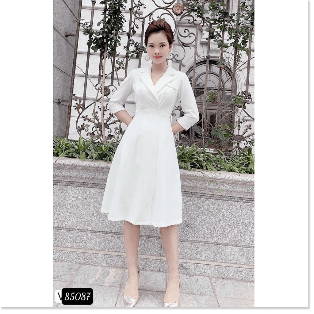 ĐẦM TRẮNG VINTAGE SANG CHẢNH,THIẾT KẾ HỌA TIẾT TRƠN NHƯNG KHÔNG KÉM PHẦN SANG TRỌNG HQ FASHION 88