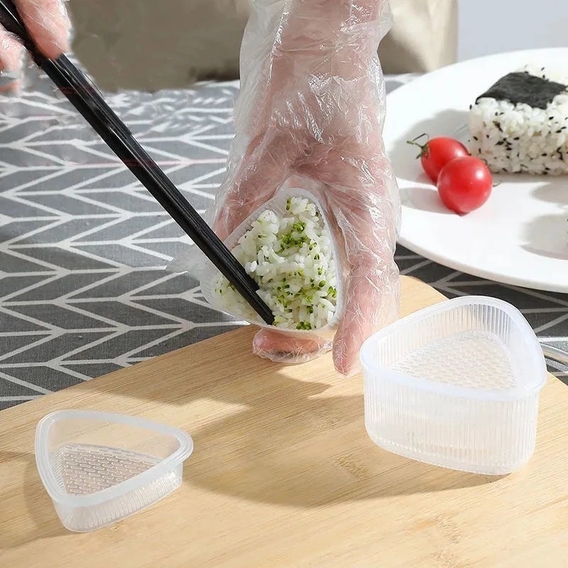 Bộ Khuôn Làm Sushi Onigiri Hình Tam Giác Phong Cách Nhật Bản Kiểu Hoạt Hình DIY Có Thể Tái Sử Dụng