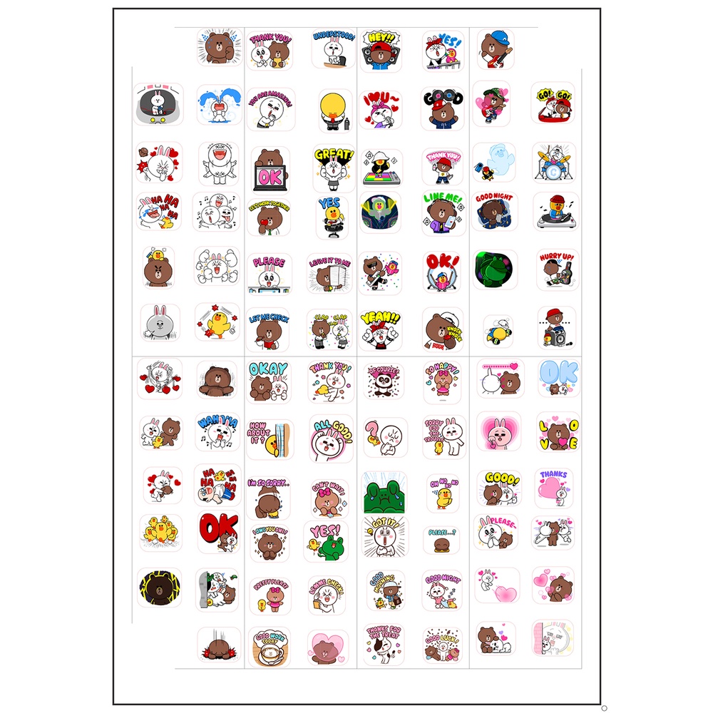 sticker gấu brown vịt sally thỏ cony SI2 hình dán dễ thương trang trí dán sổ dán điện thoại 1 tờ 7*19,5cm bullet journal