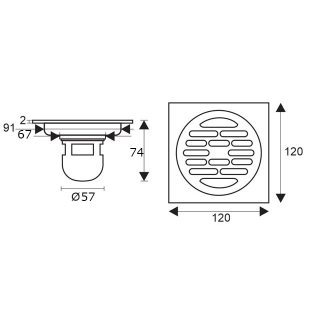 Phễu thoát sàn chống mùi inox304 Zento TS323