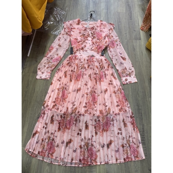 Set váy hoa chân váy dập ly vintage sang chảnh vy fashion