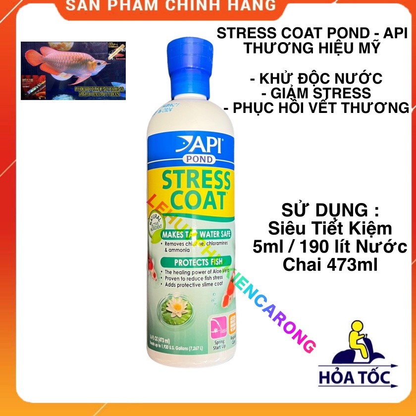 STRESS COAT POND Giảm Stress, Xử Lý Nước, Khử Clo Cho Bể Cá Cảnh, Chai 473ml Chính Hãng API MỸ