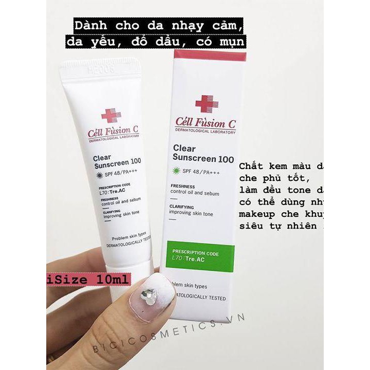 ( Xanh - Đỏ - Hồng) Kem chống nắng Cell Fusion C Laser Suncreen 100 / Toning Suncream 100 Spf 50+++