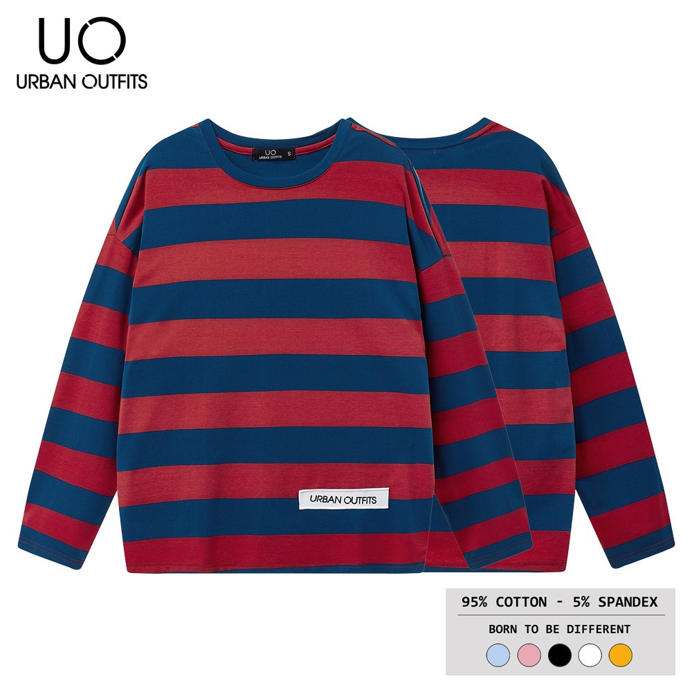 Hàng OUTLET 4 Màu TDO17 Áo Thun Tay Dài Nam Nữ Form Rộng URBAN OUTFITS 2 Sọc Ngang 100 Cotton 4 Chiều | BigBuy360 - bigbuy360.vn