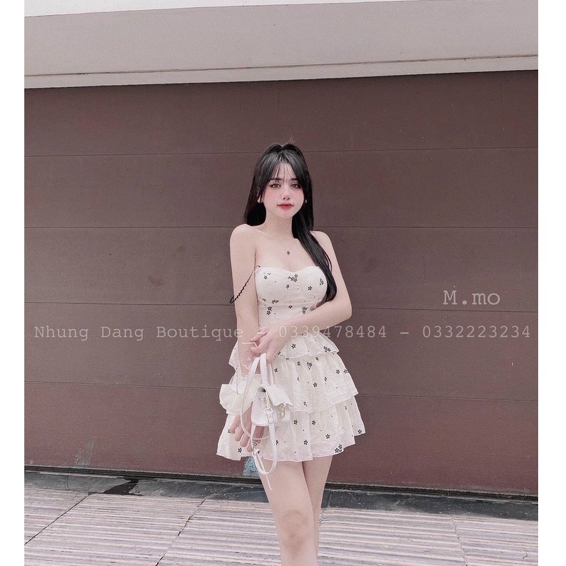 Đầm váy nữ họa tiết hoa 2 dây bánh bèo tôn dáng trẻ trung sang trọng thanh lịch siêu xinh