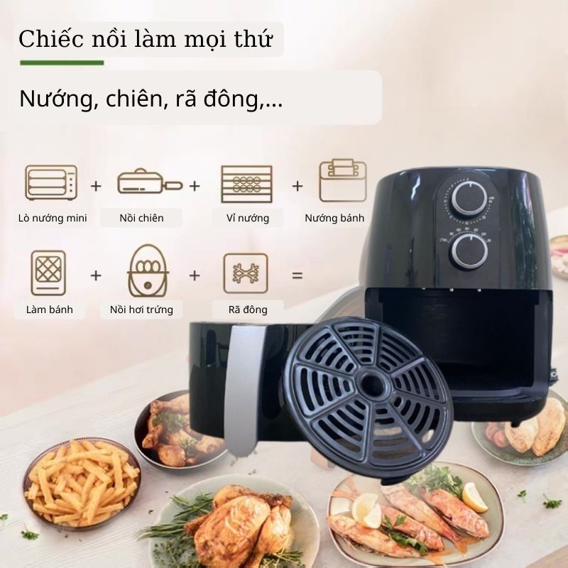 Nồi Chiên Không Dầu Mini Druella 3L Nhập Khẩu Đức Chính Hãng Có Tay Xách Tiện Lợi