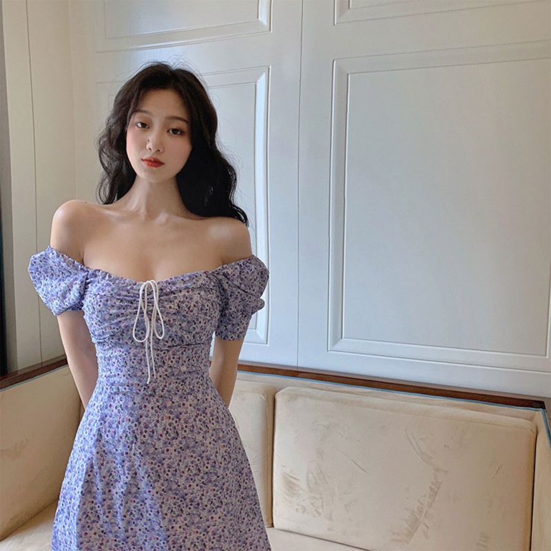 Đầm Midi Dài Cổ Vuông In Hoa Phong Cách Bohemian Cổ Điển Thời Trang Đi Biển Cho Nữ