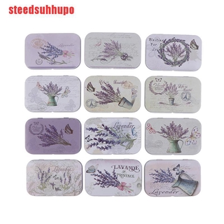 Hộp Thiếc mini Đựng Trang Sức / Kẹo In Họa Tiết Hoa Oải Hương Xinh Xắn