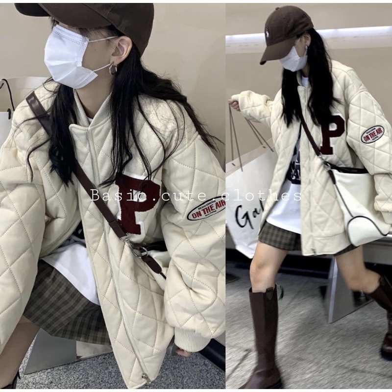 Áo khoác bomber phao trần bông trám nhiều màu dáng rộng form unisex 3 lớp dài tay dày dặn phong cách Hàn Quốc