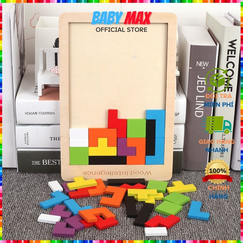 Đồ chơi montessori cho bé bộ thẻ gạch tranh xếp hình ghép gỗ - Đồ chơi thông minh BABY MAX