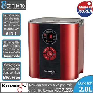Máy làm sữa chua và pho mát 6 trong 1 Kuvings KGC-712CB(R) (2.0L) Màu đỏ - Hàng chính hãng