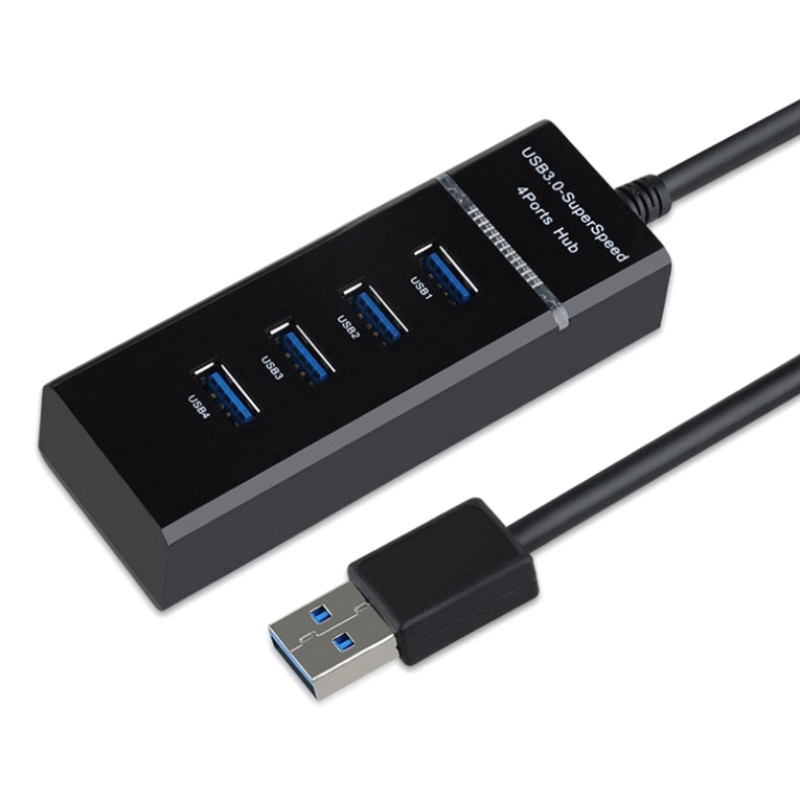 Ổ cắm sạc 4 cổng USB 3.0 OTG 5GBPS có đèn sáng xanh cho máy tính laptop tiện dụng