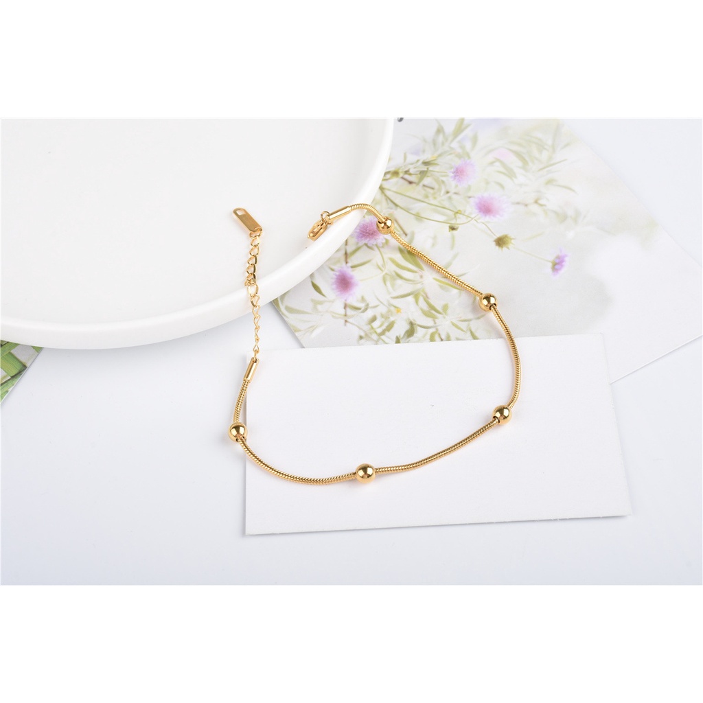 [FreeShip] Lắc tay vòng tay nữ titan năm viên bi S1-109-2 - CAM KẾT KHÔNG BAY MÀU