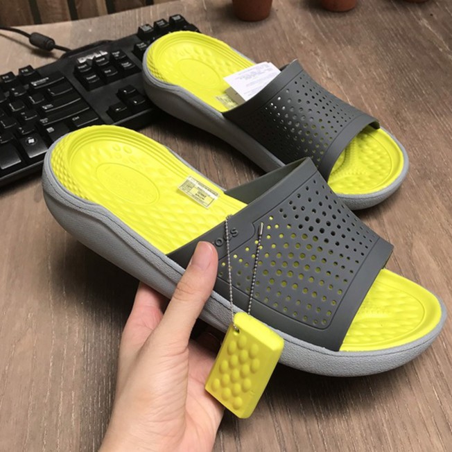 Dép lê cross literide slide nam cross nữ Hottrend LTRLE05 xám chuối