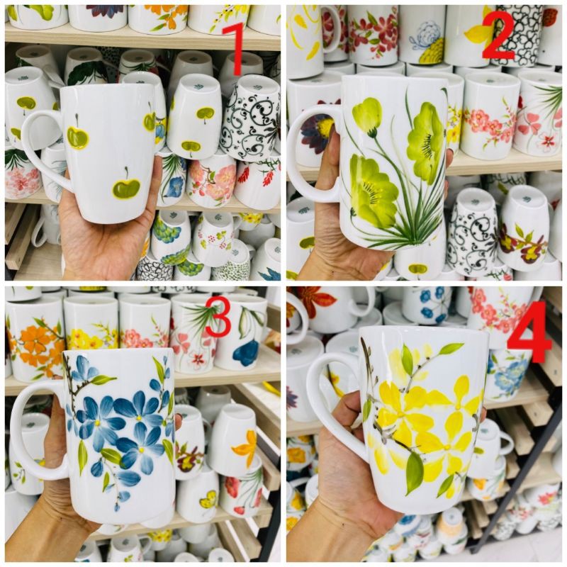 Cốc uống nước hình quả dâu tây 450ml gốm sứ Bát tràng 002