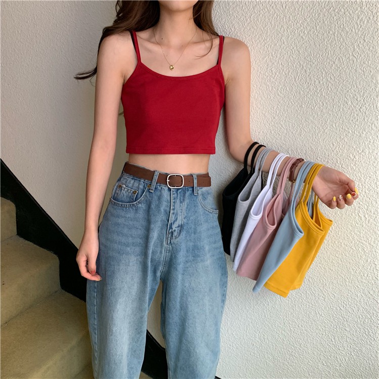 Áo Hai Dây Nữ Màu Trơn Phong Cách Hàn Quốc Quyến Rũ