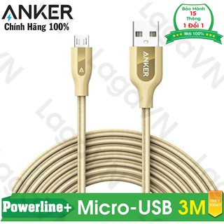 Cáp sạc siêu bền ANKER Powerline+ Micro-USB Nylon dài 3m cho Android