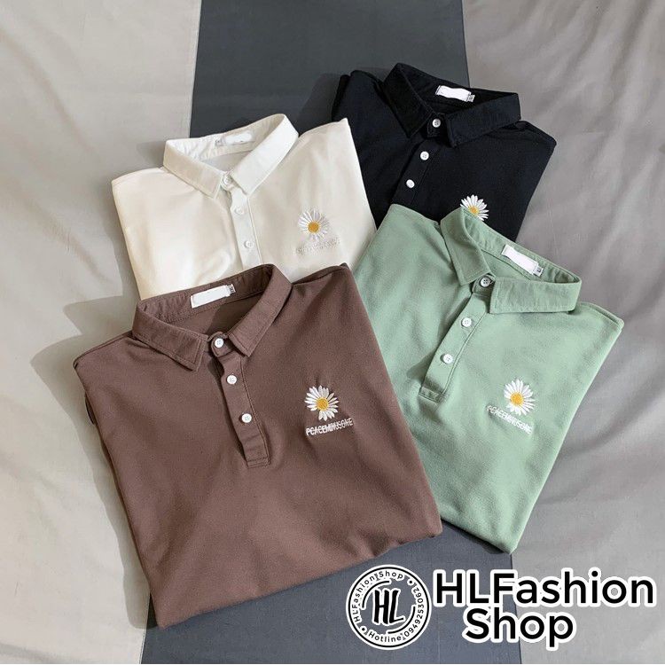 Áo thun tay lỡ unisex T-shirt cổ trụ thêu Hoa cúc Peaceminisone - form rộng freesize | BigBuy360 - bigbuy360.vn