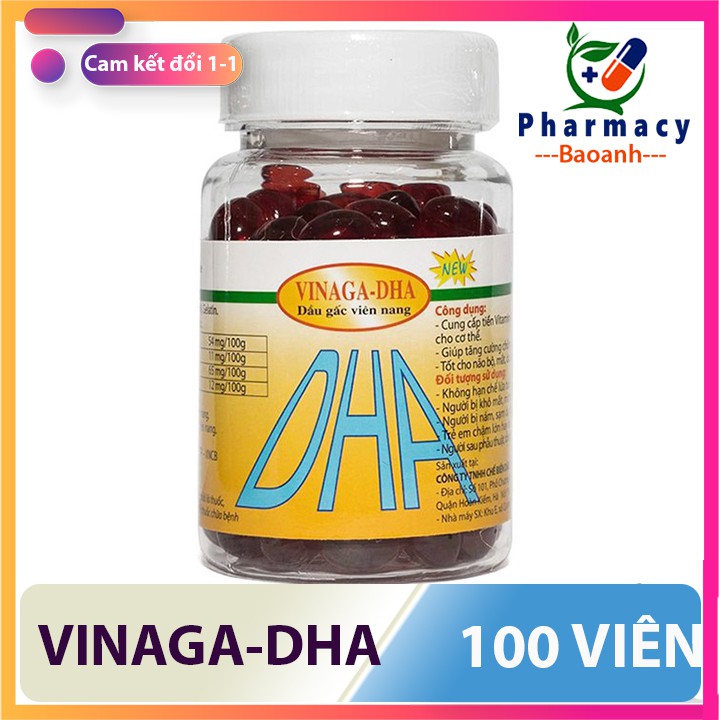 [CHÍNH HÃNG] Dầu gấc Vinaga DHA - Sáng mắt, đẹp da, chống oxy hóa. Giúp trẻ ăn ngon, chóng lớn (Hộp 100 viên nang)