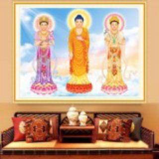 Tranh đính đá bộ tam thế phật tuyệt đẹp kt 118*90cm kèm hình thật