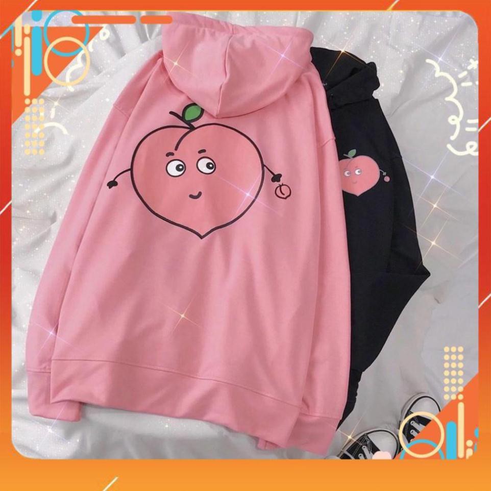 Áo Hoodie Unisex nam nữ form rộng có dây kéo, nón 2 lớp chui đầu in hình trái bơ phong cách Ulzzang Hàn Quốc