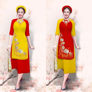 GIÁ XƯỞNG - Áo dài cách tân lụa in 3D ( áo kèm váy)