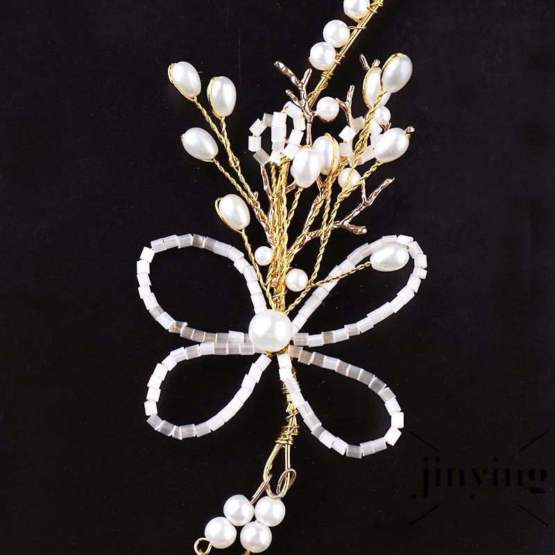 GETNOIVAS Vương miện cô dâu đính hạt ngọc trai sang trọng