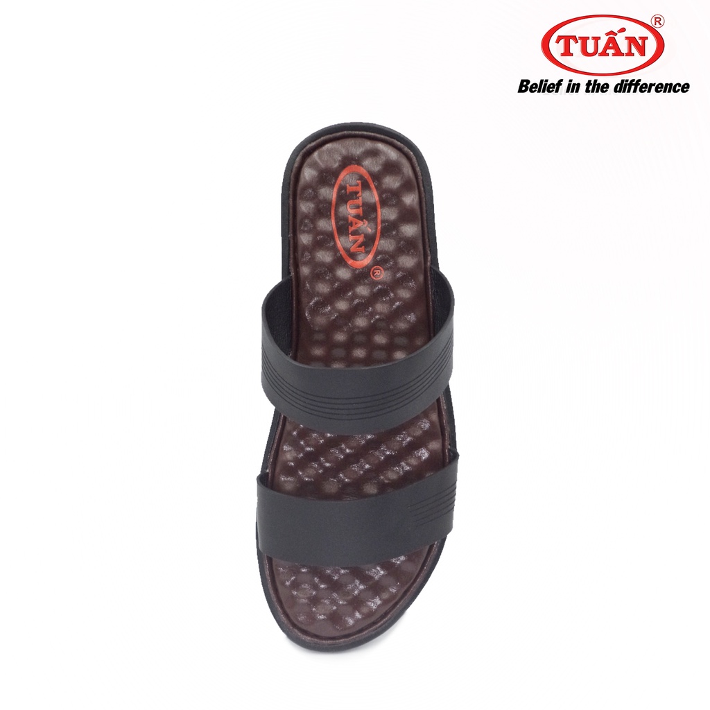 Dép da nam dép quai ngang da tự nhiên mặt mát xa thương hiệu Tuấn DXHU-05H