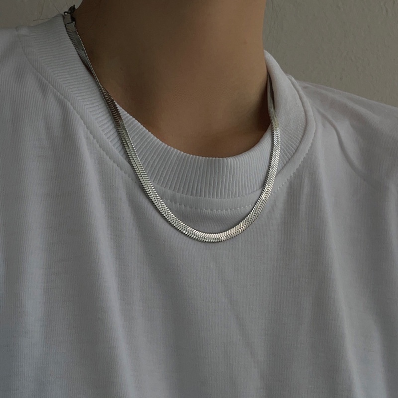 Dây Chuyền Nam Trơn 3mm, Vòng Cổ Nam Dẹp Cực Đẹp