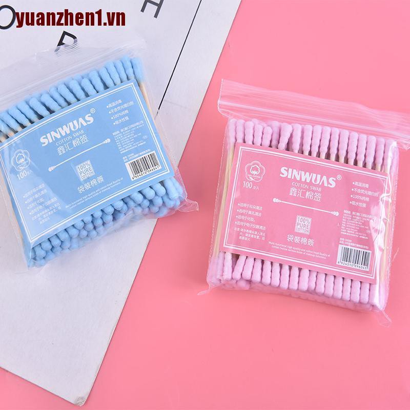 Gói 100 Bông Tăm Hai Đầu Làm Đẹp Cho Phái Nữ Yuanzhen1