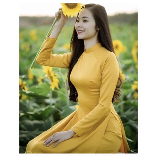 Áo Dài Lụa Tô Châu - Màu Vàng ( hàng kỹ - hình thật )